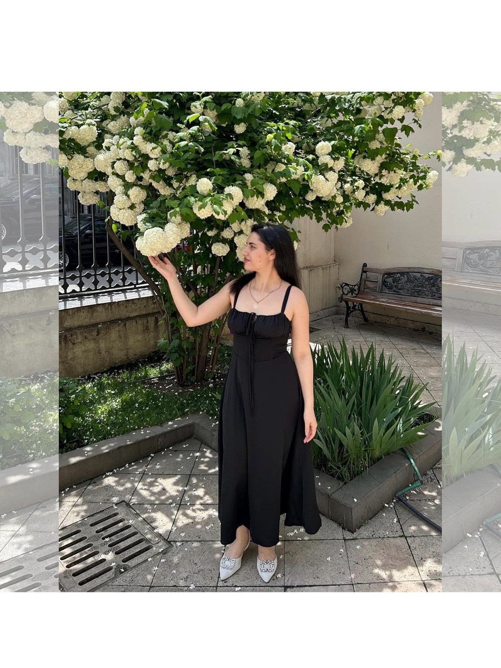 Black Sleeveless Midi Dress with Tie Front